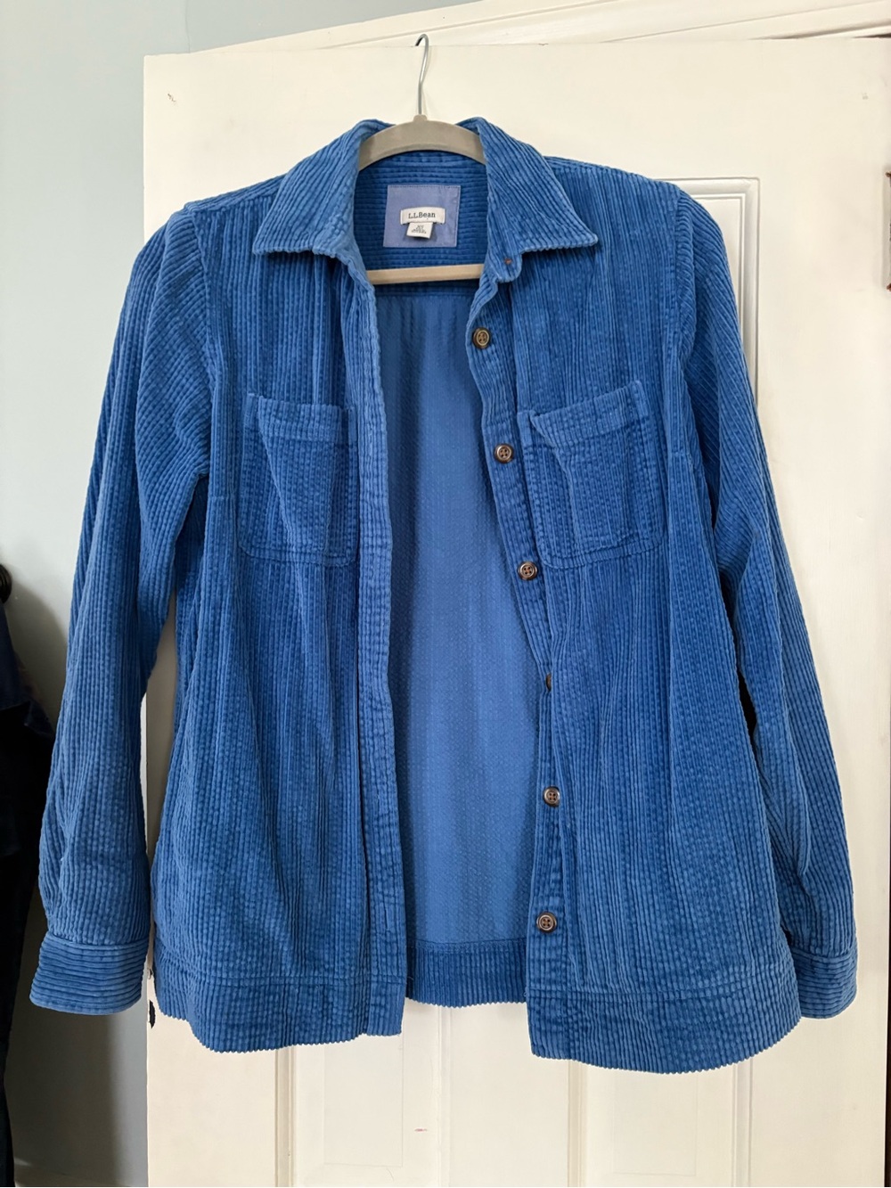 L.L. Bean Women's Blue Corduroy Button-Up Shirt Jacket